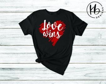 Love Wins Fashion T-Shirt. Love Wins Women's Fashion Tee. Valentine's Day T-Shirt. Valentine Heart Love. Love Wins Tee Gift. Valentine gift.