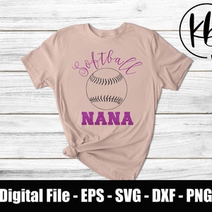 Softball Nana Digital File Scarica SVG - png - dxf - eps. File digitale della famiglia Softball SVG. Famiglia sportiva. File per Cricut e Silhouette.