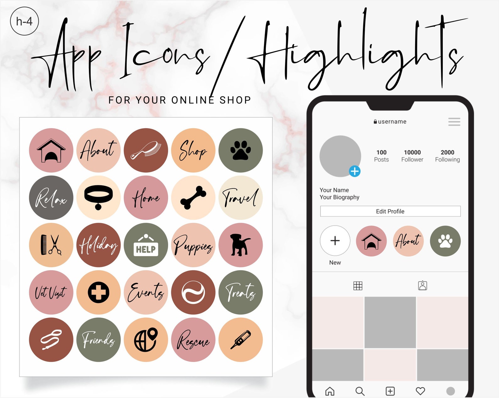 Dog Instagram story highlight icons Neutral beige and brown | Etsy