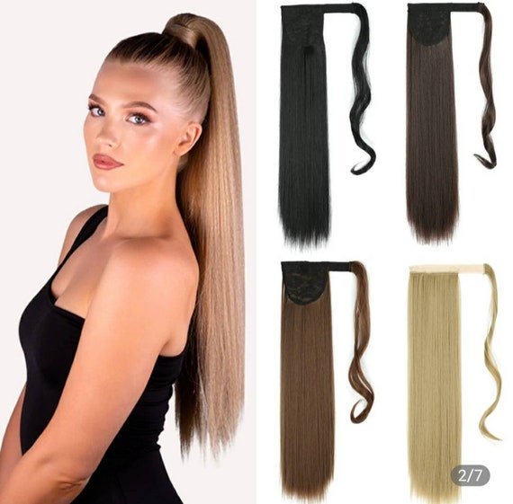 22 Long Straight Clip in /clip on Ponytail Wrap Around - Etsy 22 Long Straight Clip in /clip on Ponytail Wrap Around - Etsy