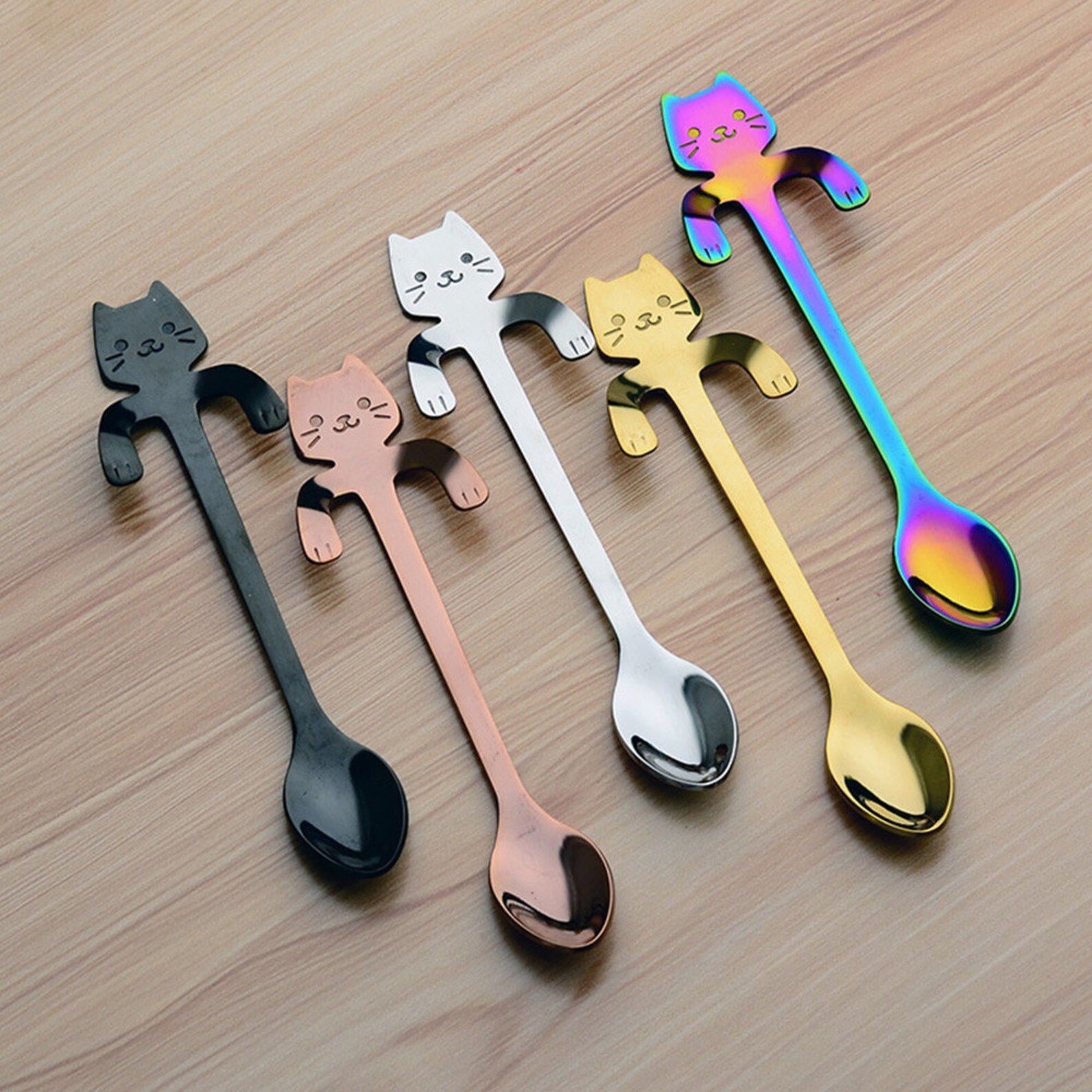 11.5cm Cute Cat Coffee Spoon Stainless Creative Cat Spoon Etsy