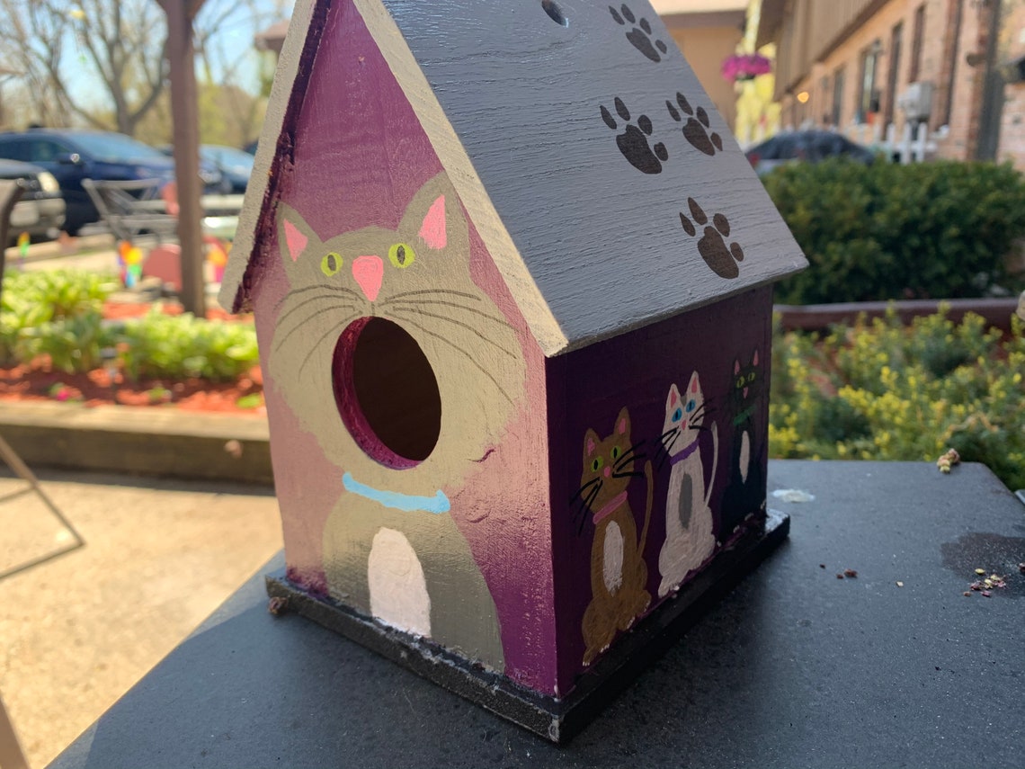Clever Cat Birdhouse Etsy