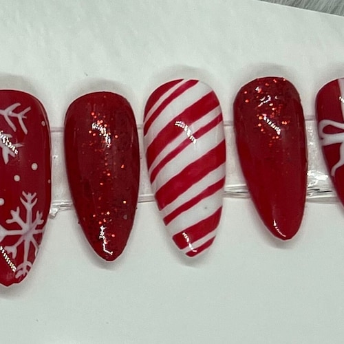 Red Plaid Press on Nails Christmas Nails Winter Nails - Etsy