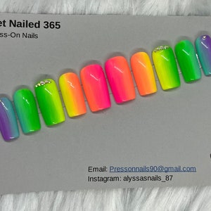 Neon Rainbow Press on Nails