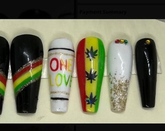 One Love Rasta Press on Nails