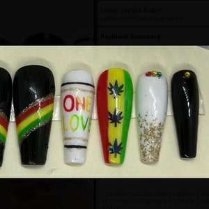 One Love Rasta Press on Nails