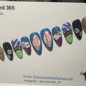 Colorful Vegas Themed Press on Nails