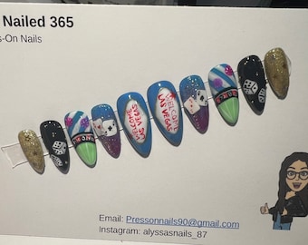 Colorful Vegas Themed Press on Nails