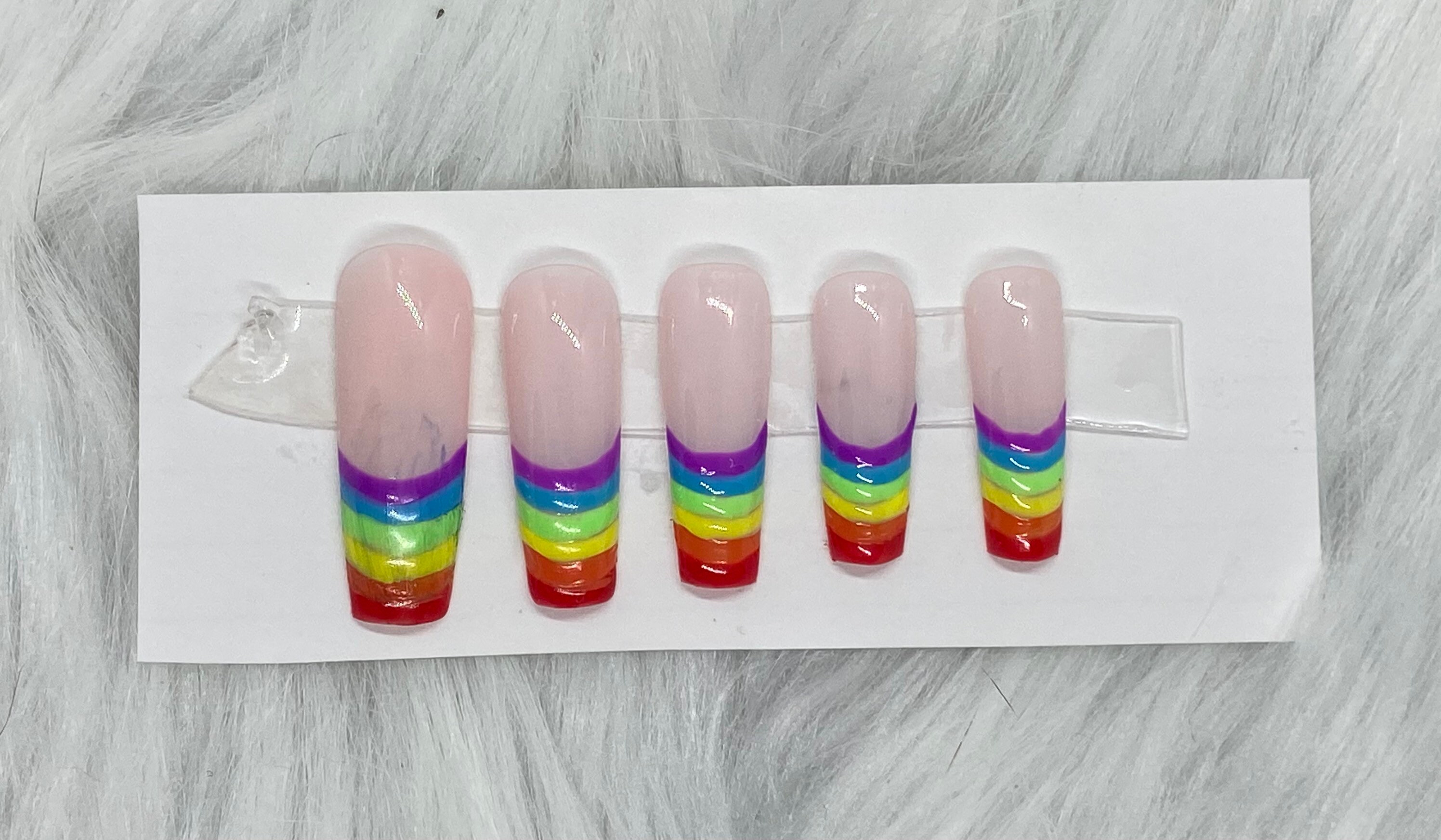 Rainbow Press on Nails | Etsy