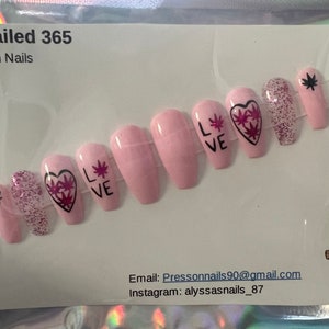 Pot Leaf Love Press on Nails