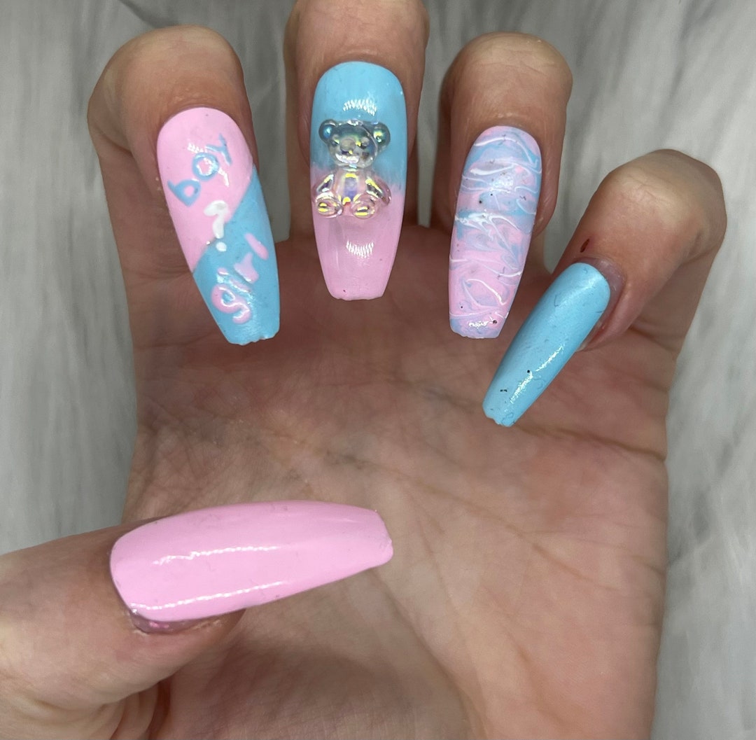 Gender Reveal Press on Nails Etsy