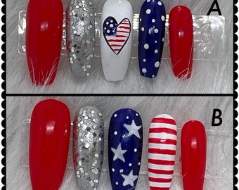 Patriotic Press on Nails