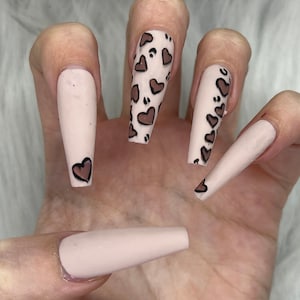 Heart Leopard Press on Nails (available in multi colors)