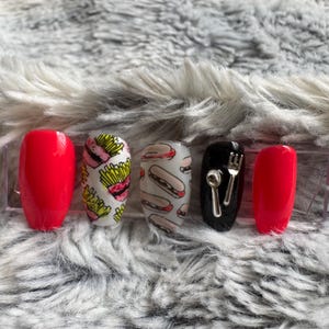 BBQ/Fast Food Press on Nails