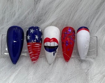 Patriotic drip Press on Nails