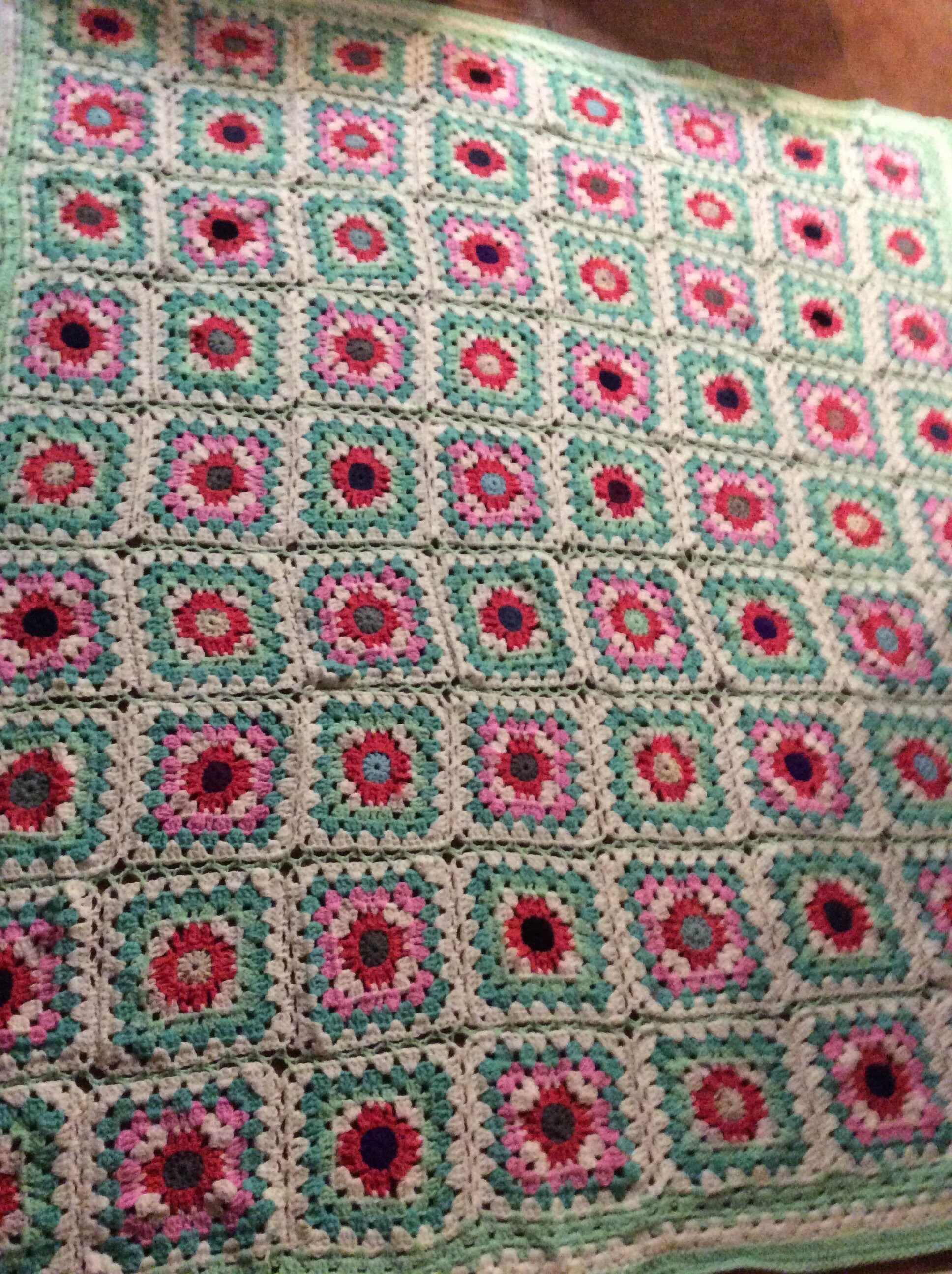 Handmade Teal Colourful Crocheted Throw Blanket 76 By79 Etsy