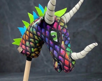 Aurora – Dragon Hobby Horse | Handmade Dragon Hobby Horse | Handmade Hobby Horse | Unique Item | Hobby Horsing Gift