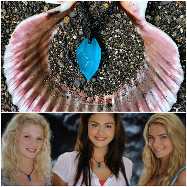 Blue fluorescent h2o necklace moonstone necklace h2o just add water necklace mako island magic necklace crystal glow in the dark mermaids