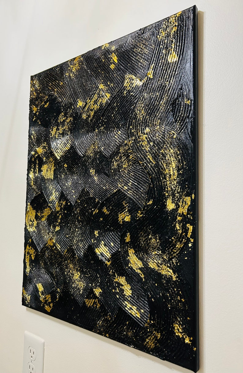Handmade Original Abstract Wall Art/canvas in Black and Gold - Etsy