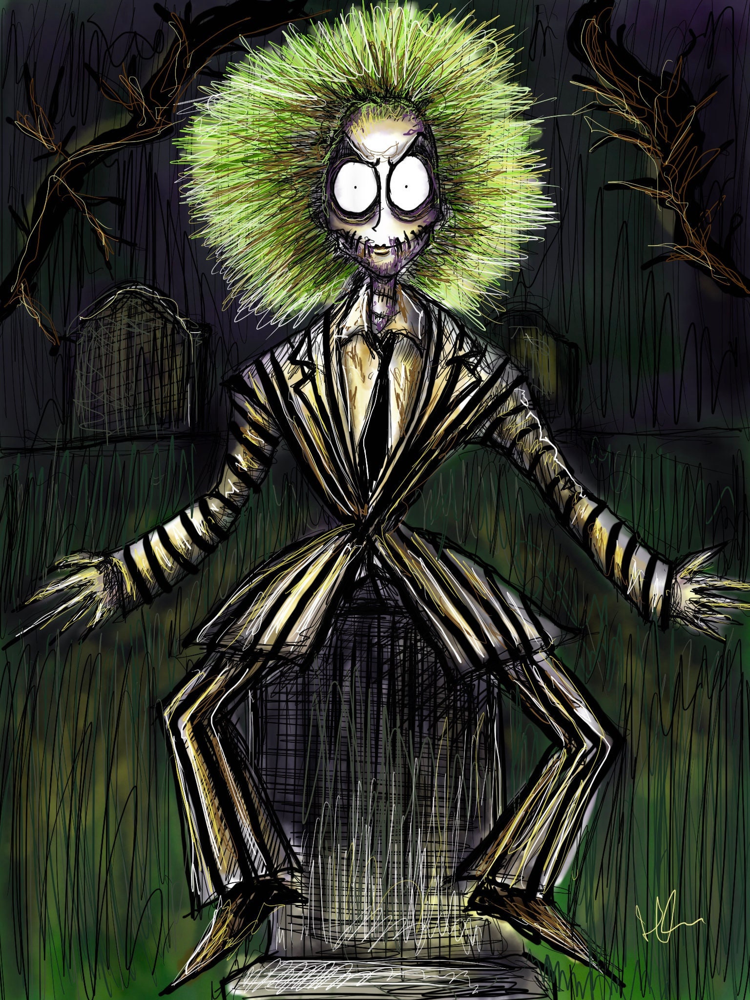 Tim burton drawing deals style