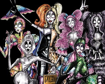 Libro para colorear de Drag Queen gótica / 16 páginas ilustradas por Hannah's Goth Haus / Arte de fantasía gótica para adultos