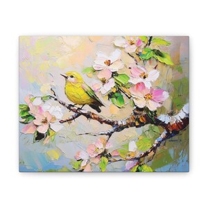 Vibrant Bird Canvas Art, Floral Home Decor for Nature Lovers, Perfect Gift for Any Occasion, Wall Art, Spring Decoration
