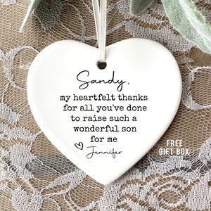 Mother of the Groom Gift from Bride, Mother in Law Wedding Gift,  Mother&#39;s Day Gift,  Personalized, Keepsake, Heart Ornament