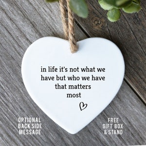 Friendship Ornament: Heart Ceramic Keepsake with Gift Box
