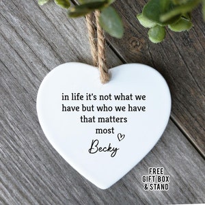 Friendship Ornament: Heart-Shaped Ceramic Gift with Box