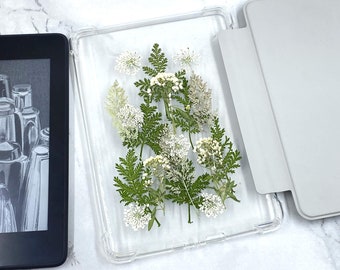 Wedgelet fern Alyssum kindle paperwhite cover, All new book type KPW 11th gen 6.8'' flower case, kindle Oasis 3 7‘’ case with flip cover