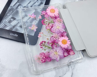 Pink hydrangea daisy cherry kindle paperwhite 11th gen 6.8'' flower case, kindle Oasis 3 7'' case with flip cover, resin kindle case