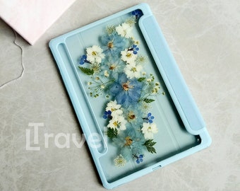 Real dried blue and white flower case for Samsung Tab S10 S9 S8 Ultra Plus,Samsung Tab S8 S9 S10FE+,Samsung Tab A8 A9 A9+,iPad Pro Air 2025