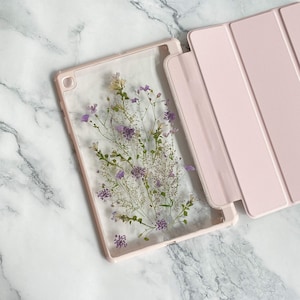 Pressed purple grass lace flower Tab case for Samsung Tab S10 S9 S8 Ultra Plus,Samsung Tab S9 S10 FE+,Samsung Tab A8 A9+,iPad Pro Air 2025