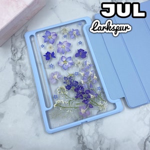 Jul Aug Sep pressed flowers case, 12 month birth flowers Table case for Samsung Tab S10 S9 Ultra Plus,Samsung Tab S9 S10 FE+,Samsung Tab A9+