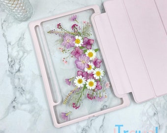 Pink sakura white daisy flower case for Samsung Tab S10 S9 S8 Ultra Plus,Samsung Tab S7 S9 S10 FE+,Samsung Tab A8 A9 A9+,iPad Pro Air 2025