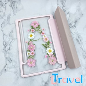 Custom your name initial pressed flowers Tab case for Samsung Tab S10 S9 Ultra Plus,Samsung Tab S9 S10 FE+,Samsung Tab A9+，iPad Pro Air 2025