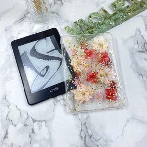 Gold foil red flower case for Kindle Colorsoft,Kindle Paperwhite 12th 11th gen, Kindle 6&#39;&#39; 2024 2022,Kindle oasis 2019 7&#39;&#39;,Scribe 10.2&#39;&#39;