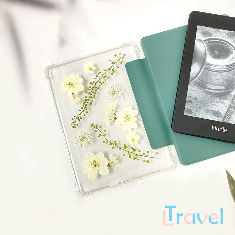 Pressed White Dried Flower Case for Kindle Colorsoft 7'',kindle ...