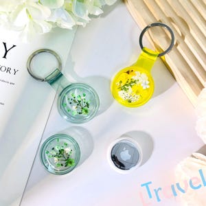 Natürliche gepresste Blume AirTag klare Hülle, wasserdicht Airtag Hülle für Handtaschen, Tracker, Halsbänder, Schlüsselanhänger Zubehör, Brieftaschen, Gepäck