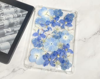 Funda con diseño de hortensia azul fantasía para Kindle Colorsoft, Kindle Paperwhite (11.ª y 12.ª generación), Kindle de 6 pulgadas (2024 y 2022) y Kindle Oasis (10.ª generación y 7 pulgadas, 2019).