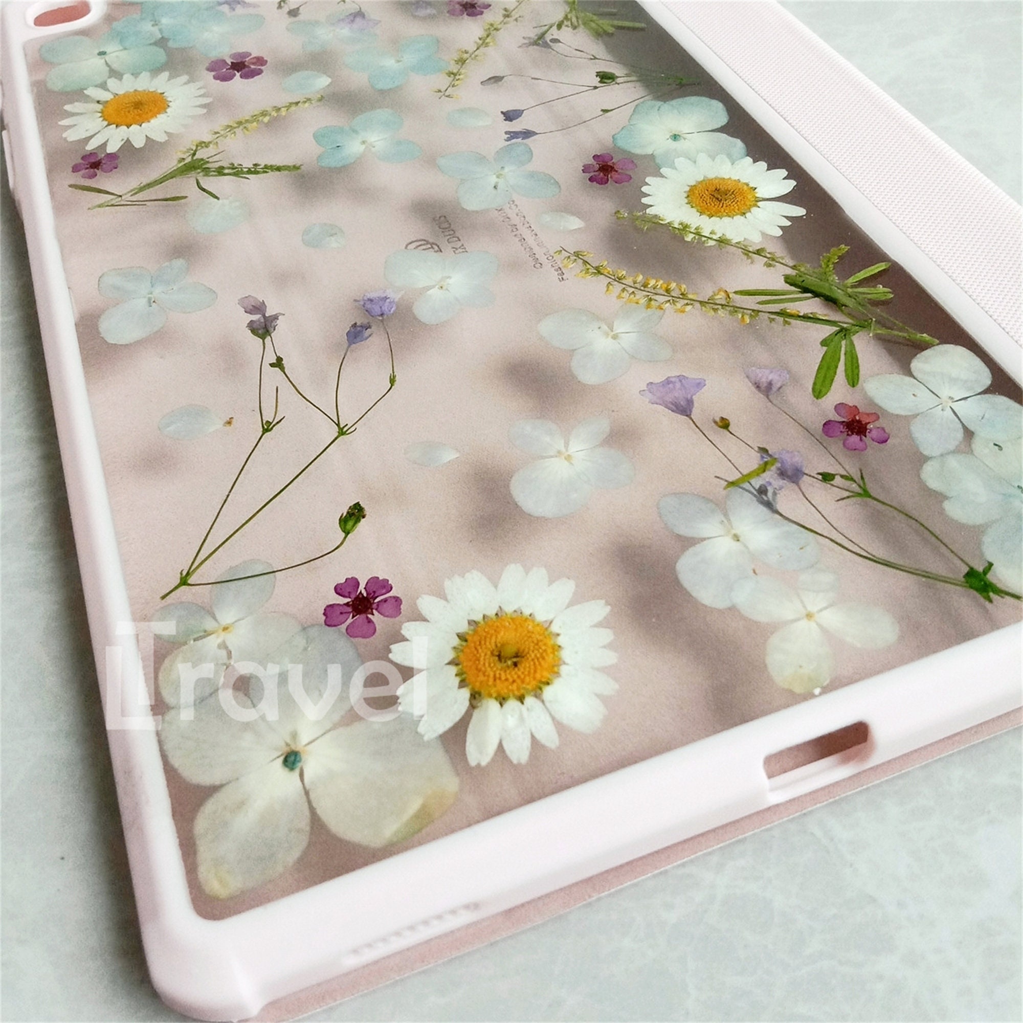 Real Pressed Daisy Light Blue Flower Case for Samsung Tab S11 S10 S9 S8 ...