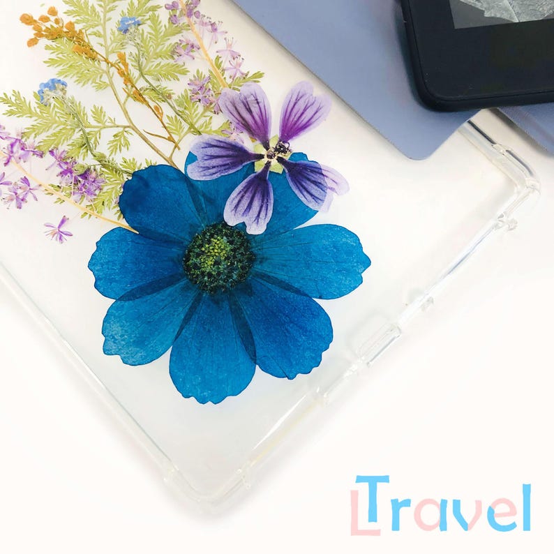 Real Dried Wild Grass Blue Flower Case for Kindle Colorsoft 7'',kindle ...
