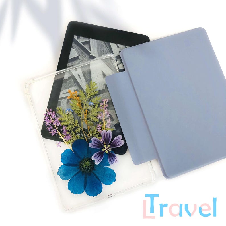 Real Dried Wild Grass Blue Flower Case for Kindle Colorsoft 7'',kindle ...