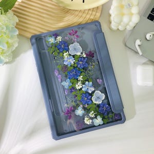 Real Blue purple flower personalized case for Samsung Tab S10 S9 S8 Ultra Plus, Samsung Tab S8 S9 S10 FE+, Samsung Tab A8 A9+, iPad Air 2025