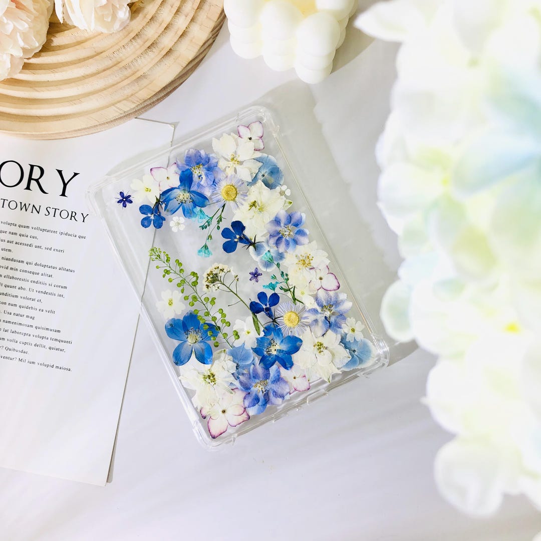Personalized Blue and White Flower E-book Case With Chain for Kindle 6 ...