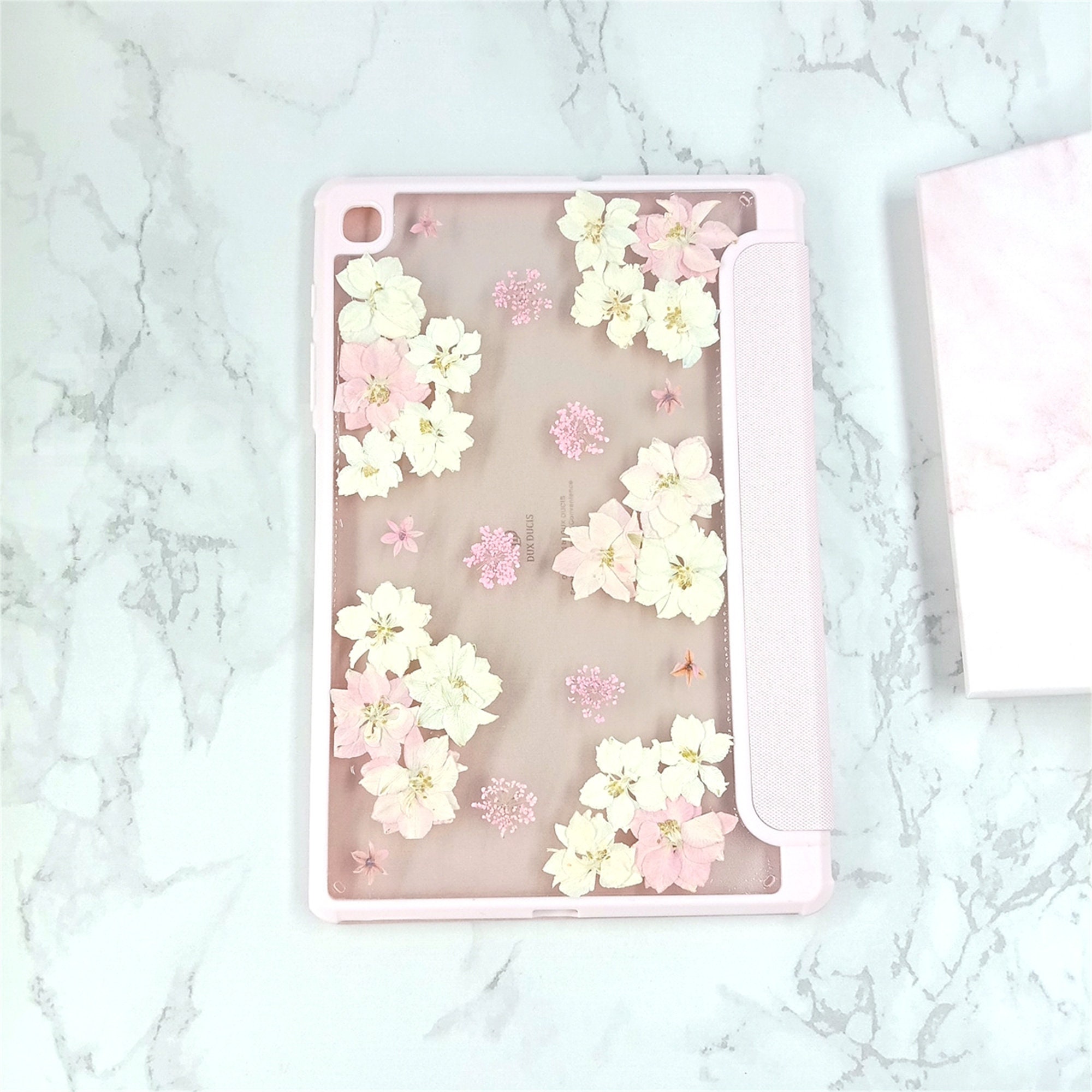 Real Pink White Flower Pink Case for Samsung Tab S11 S10 S9 S8 Ultra ...