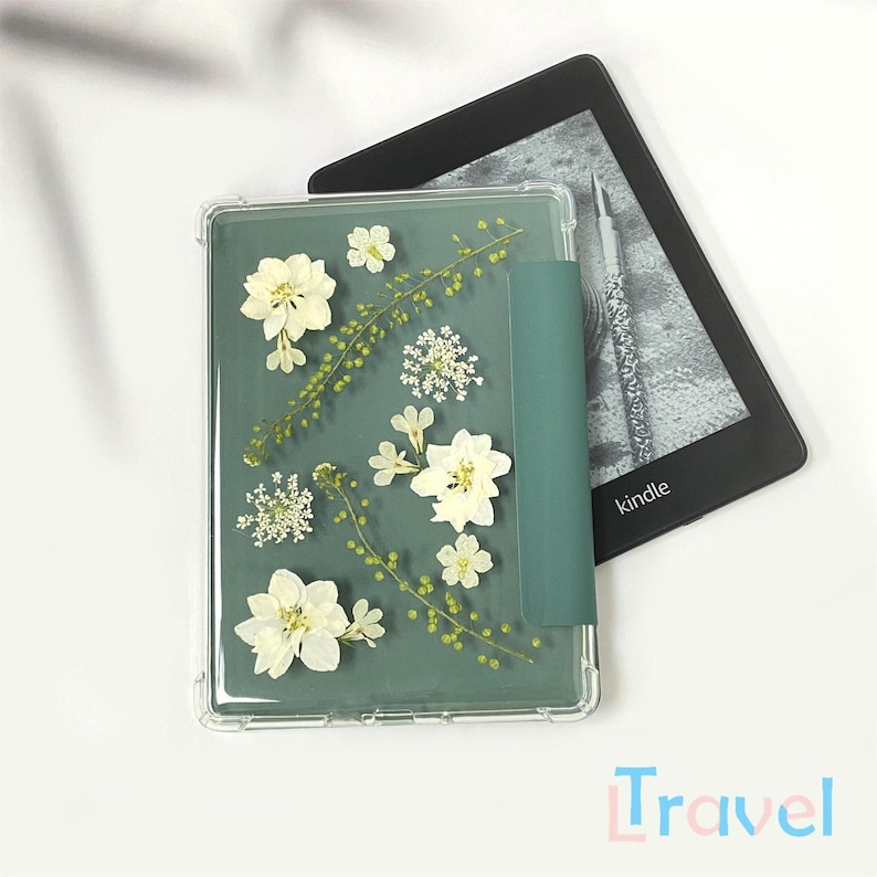Pressed White Dried Flower Case for Kindle Colorsoft 7'',kindle ...