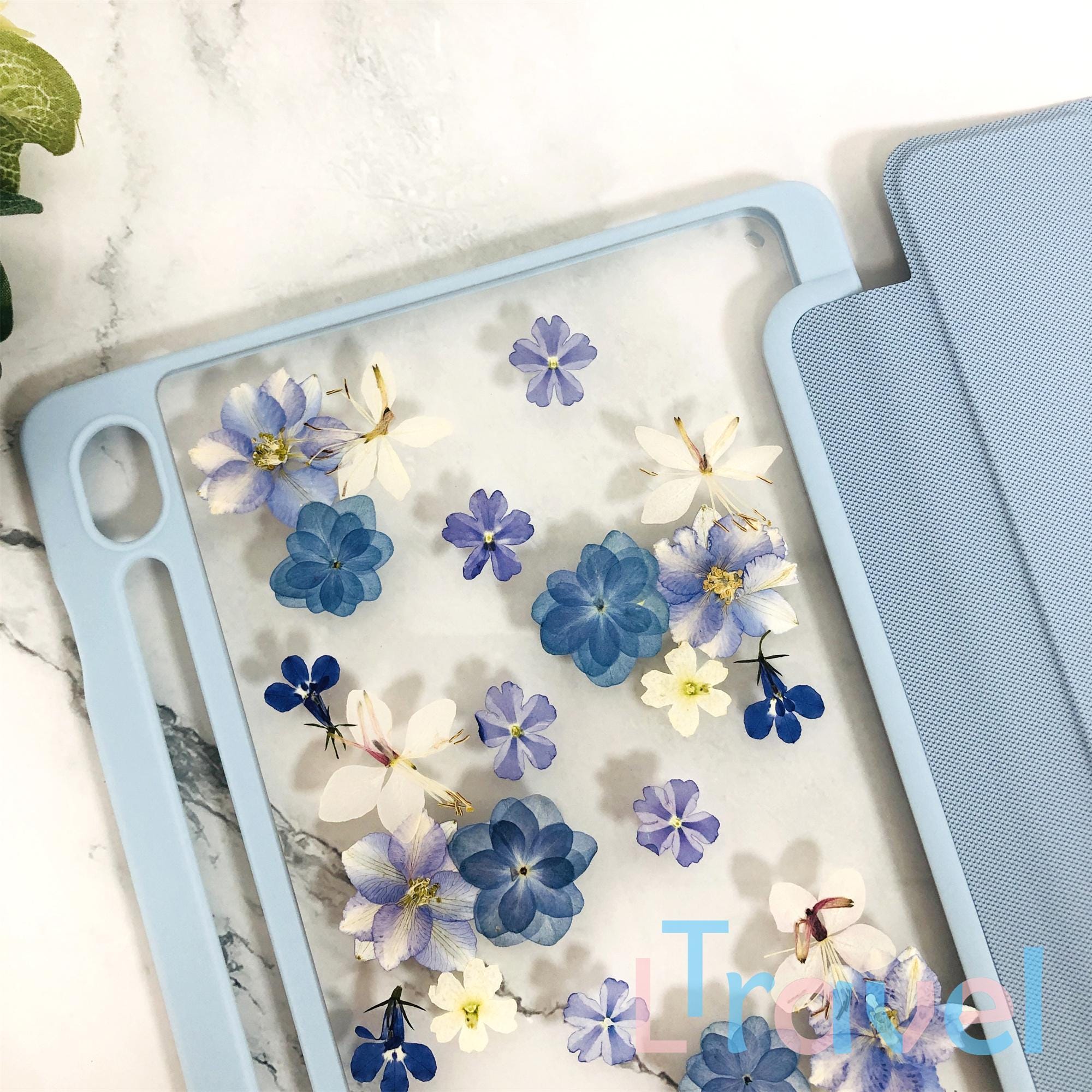 Pressed Blue Purple Flower Case for Samsung Tab S11 S10 S9 S8 Ultra ...