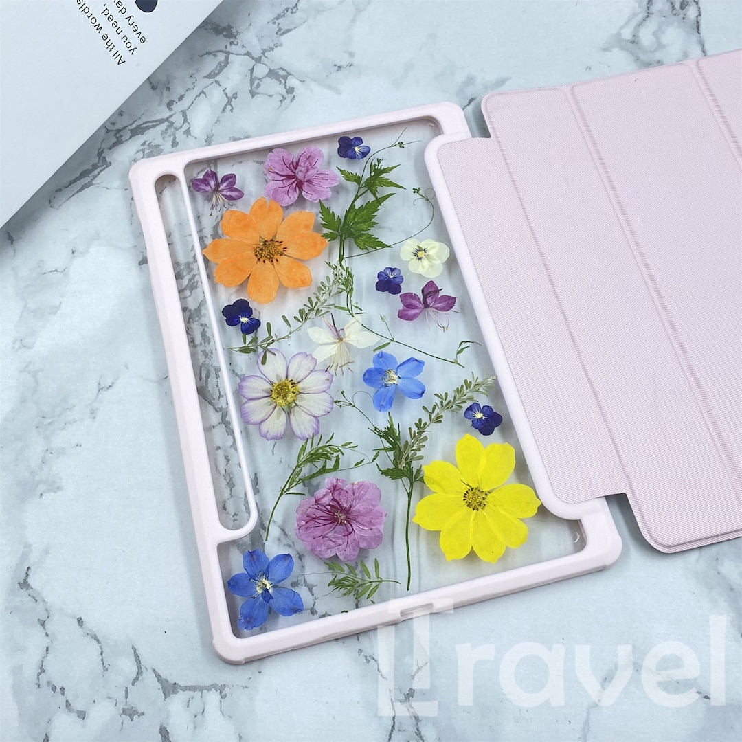 Colorful Cosmos Pressed Flower Resin Case for Samsung Tab S11 S10 S9 S8 ...