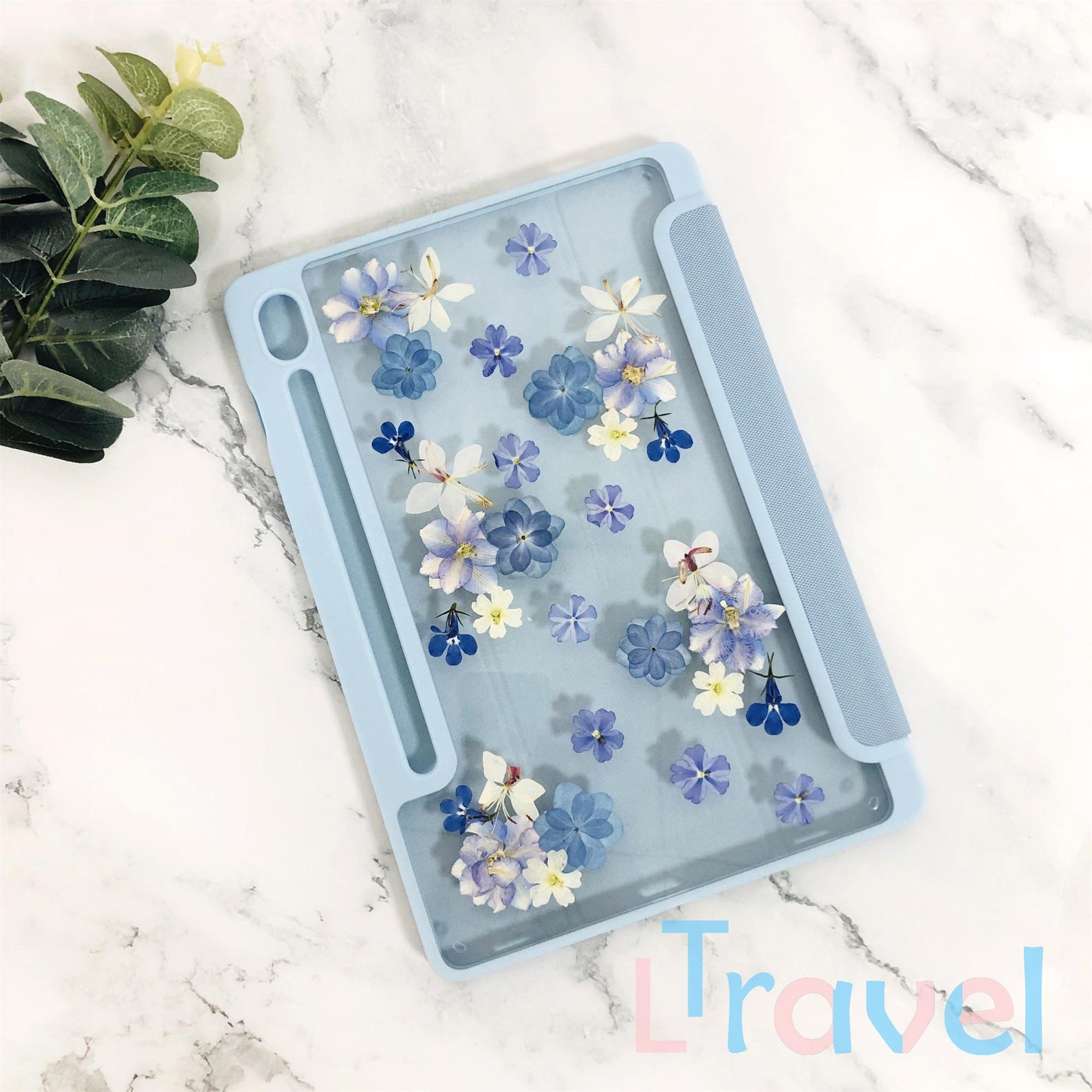 Pressed Blue Purple Flower Case for Samsung Tab S11 S10 S9 S8 Ultra ...